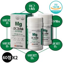 마그네숨 마그슘 마그네시움 약국 마그네슘 비타민B1 비타민 B2 B12 A 영양제, 마그네슘 60정 x2통