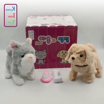 KIT 야옹과멍멍 움직이는 애완 동물 작동 인형 고양이+강아지 유치원 어린이집 가족 장난감 선물 세트