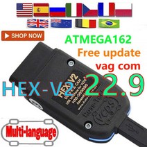 자동차스캐너 자동차진단기 최신 VAG COM OBD2 스캐너 HEX V2 USB 인터페이스 폭스 바겐 아우디 스코다 좌석 무제한 VINs 광택 영어 독일어 Atmega162 22, 러시아어