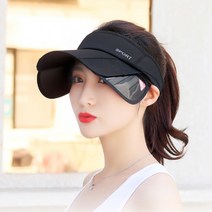 여성 골프 모자 여름 챙넓은 썬캡 썬바이저 니트 와이드 UV차단 스포츠 테니스, 블랙