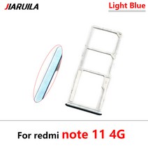100% 오리지널 신제품 SIM 카드 칩 슬롯 서랍 SD 트레이 홀더 어댑터 샤오미 레드미 노트 10 프로/노트 11 4G 핀 도구, [07] Note11 4G Light Blue