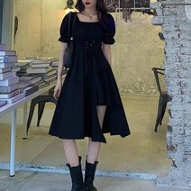 웨딩촬영블랙드레스 블랙드레스 2023 신착 반팔 패션 드레스 여성 Y2k 요정 여름 미디 화이트 블랙 의류 Vestidos 19482