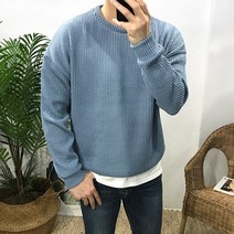 이루네 남자 여자 오버핏 골지 니트 맨투맨티셔츠