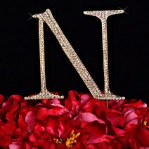 Unik Occasions Collection Crystal Rhinestone Letter-N Wedding Cake Topper Small Gold Unik Occasion, 1
