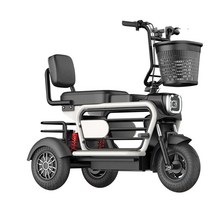 접이식 세발 전기 자전거 삼륜 2인용 노인 펫바이크 배달용 전동 스쿠터 48V, 블랙 등받이 20A 45km