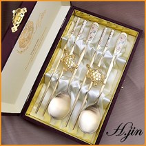 H.jin 에이치진 조각아트 티타늄수저세트 (A스타일) 아트보석 집들이선물추천 신혼부부 결혼 혼수예단 답례품 한국전통
