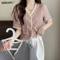 빅사이즈 블라우스 이쁜옷 여성 상의 큰옷 여름 새 패션 달콤한 셔츠 스타일 목 짧은 소매 숙 녀 우아한 단추 위로 자르기 가기