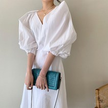 딘트원피스 신부예복 결혼식하객룩 브이넥 레이스 니트원피스 레이어드 롱원피스 루즈핏