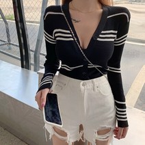 미앤유 스트라이프 골지 가디건 3color