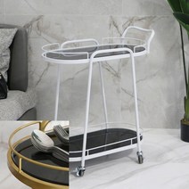 유니드잇코리아 럭셔리 타원 2단 핸들 이동식 틈새 수납 선반 트레이 트롤리 화이트 이동식수납장 간식정리대 세, 상세페이지 참조