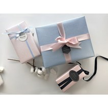 마음담는날 [핑크핑크해]돌잔치 선물 포장지 세트, 스카이블루포장지+핑크리본