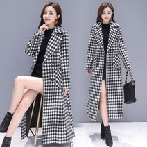 패션고리 여성 체크무늬 모직 롱 코트 W1201