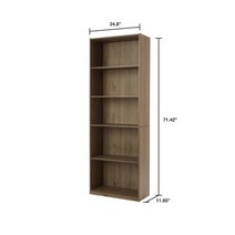 71 인치 5 선반 책장 조정 가능한 사무실 거실 패밀리 룸 서재용 미국 재고, Rustic Oak