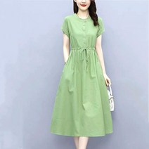 면 마 원피스 여름 캐주얼 미디원피스 슬림 빅사이즈 여성 A라인 스커트