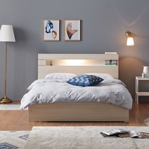크렌시아 그레이스 LED 일반형 슈퍼싱글/퀸 침대+본넬 매트리스, 메이플