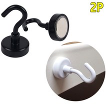 자석 탈부착행거 2P 고리 소형 자석후크 후크 다용도행거 초강력 부착행거, 색상, 검정색