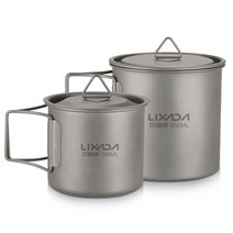 lixada 초경량 티타늄 컵 야외 휴대용 캠핑 피크닉 물 컵 찻잔 접이식 손잡이 300ml 350ml 550ml 650ml, 300ml 및 650ml