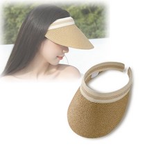 햇빛 자외선 차단 왕골 선바이저 골프 썬캡 모자, 아이보리