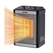 실내 사용을 위한 1500W 공간 히터 휴대용 전기 히터 2S 빠른 가열 온도 조절기가 있는 작은 히터 팁 오버 및 과열 보호 기능이 PTC 세라믹 히터 가정 사무실에 추천, 블랙.