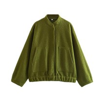 Yioaga Varsity Jackets for Women Wool Blend Oversized Sweatshirt Button Up Casual Jacket Mock Neck T