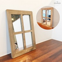 milovhi 벽걸이 겸용 창문형 예쁜 벽걸이 거울 인테리어 빈티지 거울 우드 벽거울