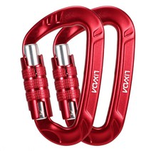 등산가방 Lixada 2pcs Carabiner 12KN D링 잠금 키 생존 키 체인 등산 후크 배낭 버클 키 체인 야외 등산, 빨간