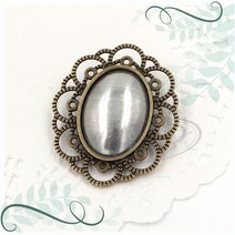 토이앤스티치/구름레이스/타원/브로치/프랑스자수/반제품/당일발송, CF07-구름레이스타원브로치