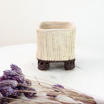 [인아트스튜디오] 국산 소형 사계 (사각형) (7종/택1) - 원형 다육 예쁜 도자기 금 분재 꽃 넓은, 3-화이트