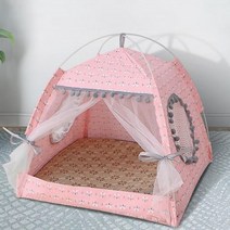 Pet Cat Tent Summer Cave hu Sleep House For Kien 개 놀이 틀 케이지 바구니 고양이 Nesk Kennel Small Dog Bed Chihua, L, Pink floral