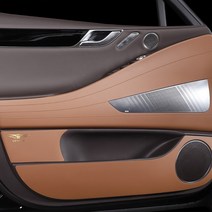 카디즈 제네시스 G70 G80 G90 GV60 GV70 GV80 전용 스크래치방지 풀컬러각인 가죽도어커버 목쿠션 1PCS, 새들 브라운, G07.제네시스 GV70, 현대