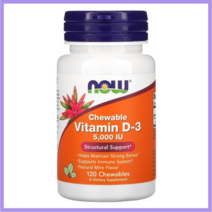 나우푸드 츄어블 비타민D3 천연 민트 5000IU 120정 NOW Foods Chewable Vitamin Naturalmint Chewables, 없음, 해당사항없음, 없음