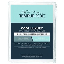 Tempur-Pedic 쿨 럭셔리 피팅 매트리스 프로텍터 - 시원하고 편안한 니트 흘림 및 얼룩으로부터 보호하는 방수 세탁기 세탁 가능 퀸 사이즈 화이트 399547