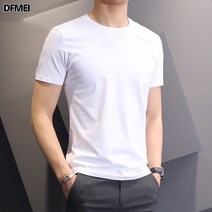 DFMEI 화이트남반팔라운드솔리드남성레깅스