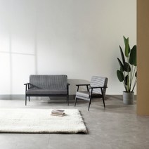 숨결 [숨결]엘리온 체크 디자인 카페 3인 소파(패브릭 가죽)-착불, 3인체크-다크그레이:블랙프레임