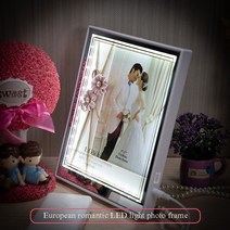디지털액자 LCD 전자 터치스크린 동영상 액자 새로운 크리에이티브 유럽 스타일 유리 USB + LED 발광 사진 프레임 농촌 7 인치 프레임 벽 세트 2021, 02 BLK002With light_01 7 인치, BLK002With light