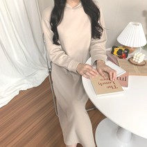 로잘린 [국내생산] 기모 앤 후드 롱원피스