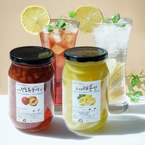 1+1 첨가물없는 수제과일청 500g 레몬청 자몽청 청귤청 천도복숭아청 자두청 매실청 생강청 오미자청, 05.수제 레몬청 500g+천도복숭아 500g, 06.블랙+베이지