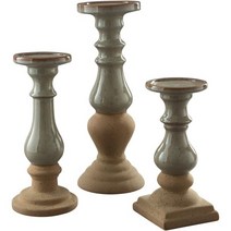 Ashley Emele의 시그니처 디자인 세라믹 3피스 장식용 캔들 홀더 세트 브라운