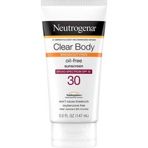 Neutrogena 클리어 바디 탈주 방지 액상 선스크린 로션 넓은 스펙트럼 SPF 30 여드름 피부용 오일 프리 옥시벤존 프 148ml 1개, 2개