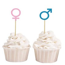Darling Souvenir Baby Gender Reveal Cupcake Toppers Boy (Mars) or Girl (Venus) Symbol Baby Shower, 1