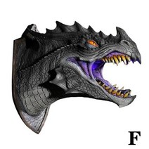 불멍가습기 uv가습기 기화식가습기 공룡 머리 드래곤 전설 소품 3d 벽 동상 장착 예술 모양 빛 공룡, F