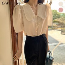 (귈림) 빅카라 퍼프소매 반팔 블라우스(GBMBL015P)