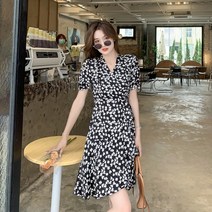 봄 가을 여성 원피스 브이넥 심플 긴팔 롱원피스 루즈핏 스커트 AB09