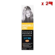 Invisible 인비저블 징크 쉬어 디펜스 틴티드 모이스춰라이저 SPF 50 미디엄 50g 2팩