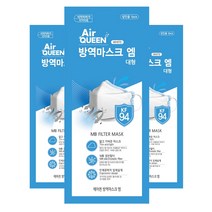 에어퀸 방역 마스크 엠 대형 KF94, 1개입, 100개, 화이트