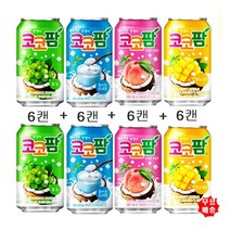 [해태음료] [해태]코코팜340ml(포도6캔+요구르트6캔+피치핑크6캔+마고코넛6캔)(총24, 상세 설명 참조, 상세 설명 참조