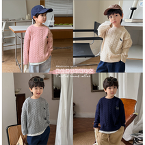 아동 100-140 꽈배기 강쥐 니트 티셔츠