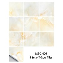 대리석 무늬 장판 셀프 바닥 두꺼운 붙이는 비닐 스티커 옐로 스톤 화강암 질감 타일, mz-2-406, 10cmx10cmx10pcs