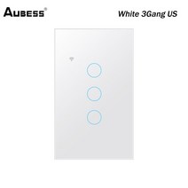 스마트홈Aubess WiFi 스마트 스위치 중립 와이어 필요 Tuya EU/US 터치 센서 타이머 Alexa Google Home Sma, 03 White 3Gang US