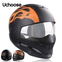 오토바이 풀페이스헬멧 스콜피온 다목적 콤비네이션 레트로 헬멧 Cascos Moto Locomotive Personality Half Predator, 특대_중국, Flame-S